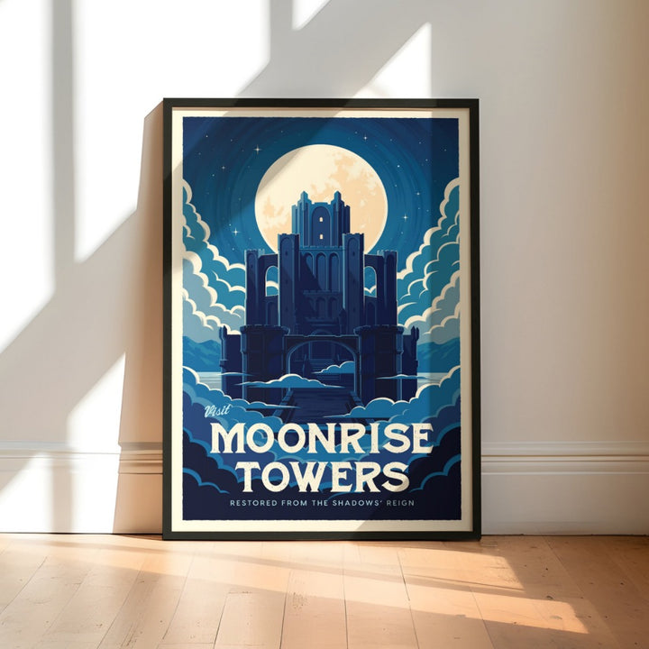 Moonrise Towers Travel Poster