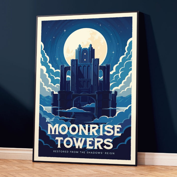 Moonrise Towers Travel Poster