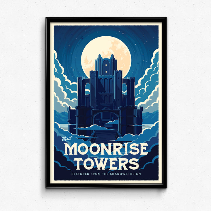 Moonrise Towers Travel Poster