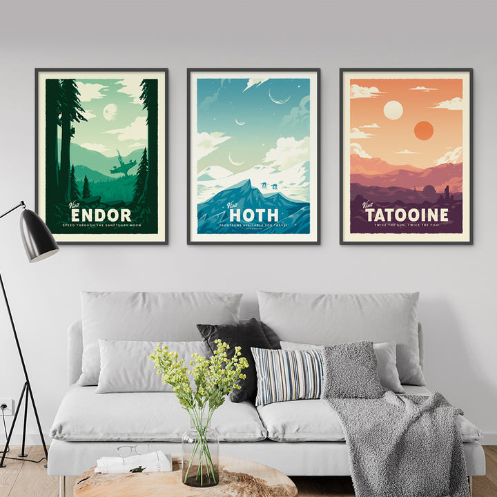 Tatooine, Hoth, & Endor Travel Poster Bundle