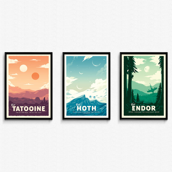 Tatooine, Hoth, & Endor Travel Poster Bundle