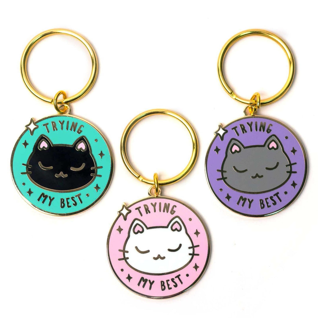 Trying My Best Cat Keychain