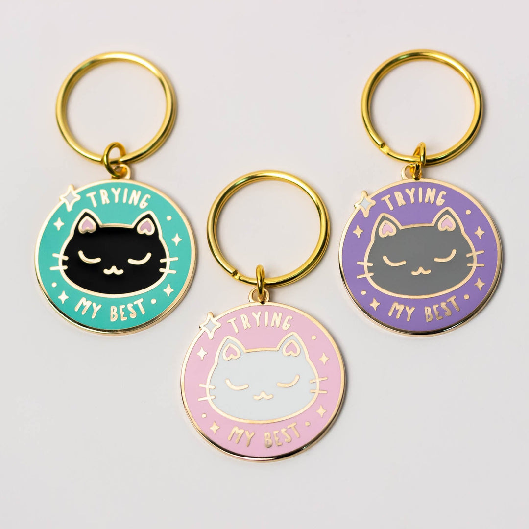 Trying My Best Cat Keychain