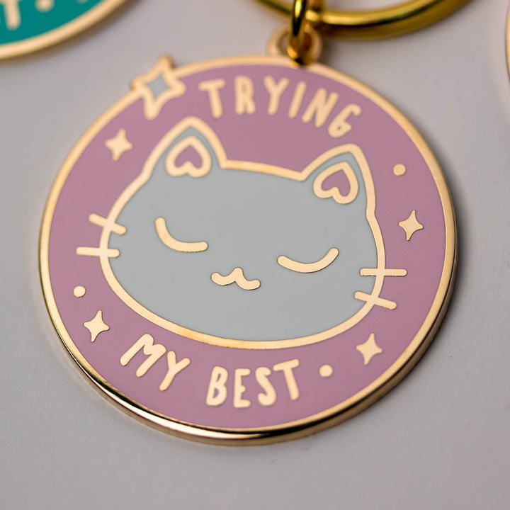 Trying My Best Cat Keychain