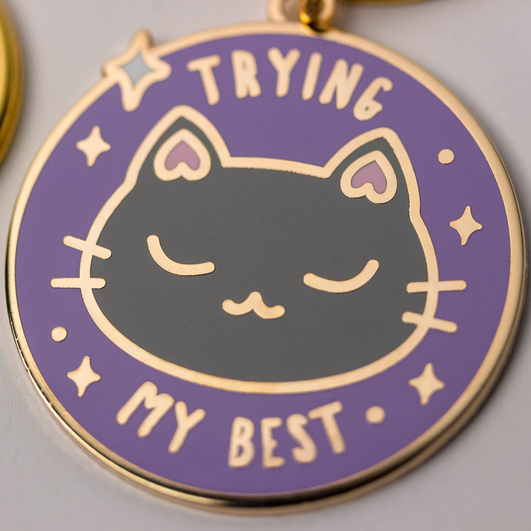 Trying My Best Cat Keychain