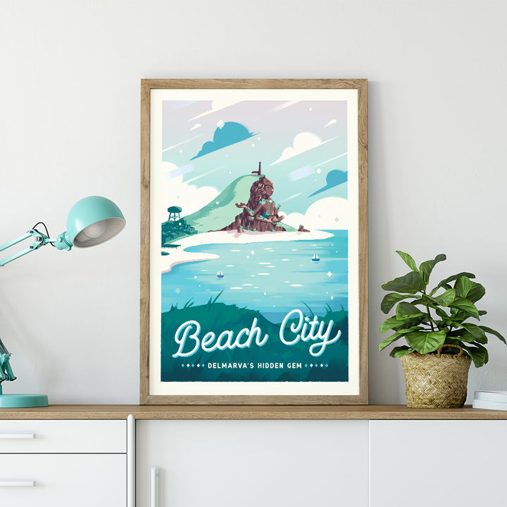 Beach City Retro Travel Poster