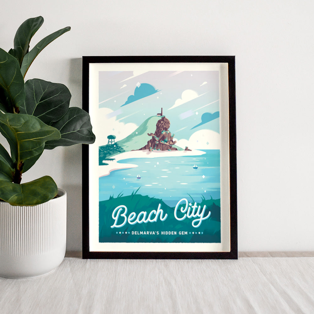 Beach City Retro Travel Poster