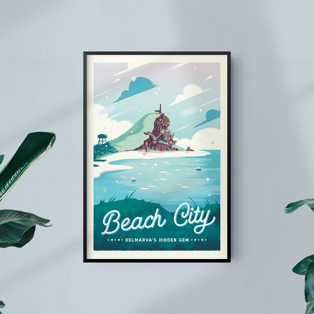 Beach City Retro Travel Poster