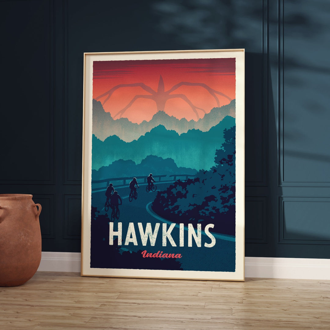 Hawkins Retro Travel Poster