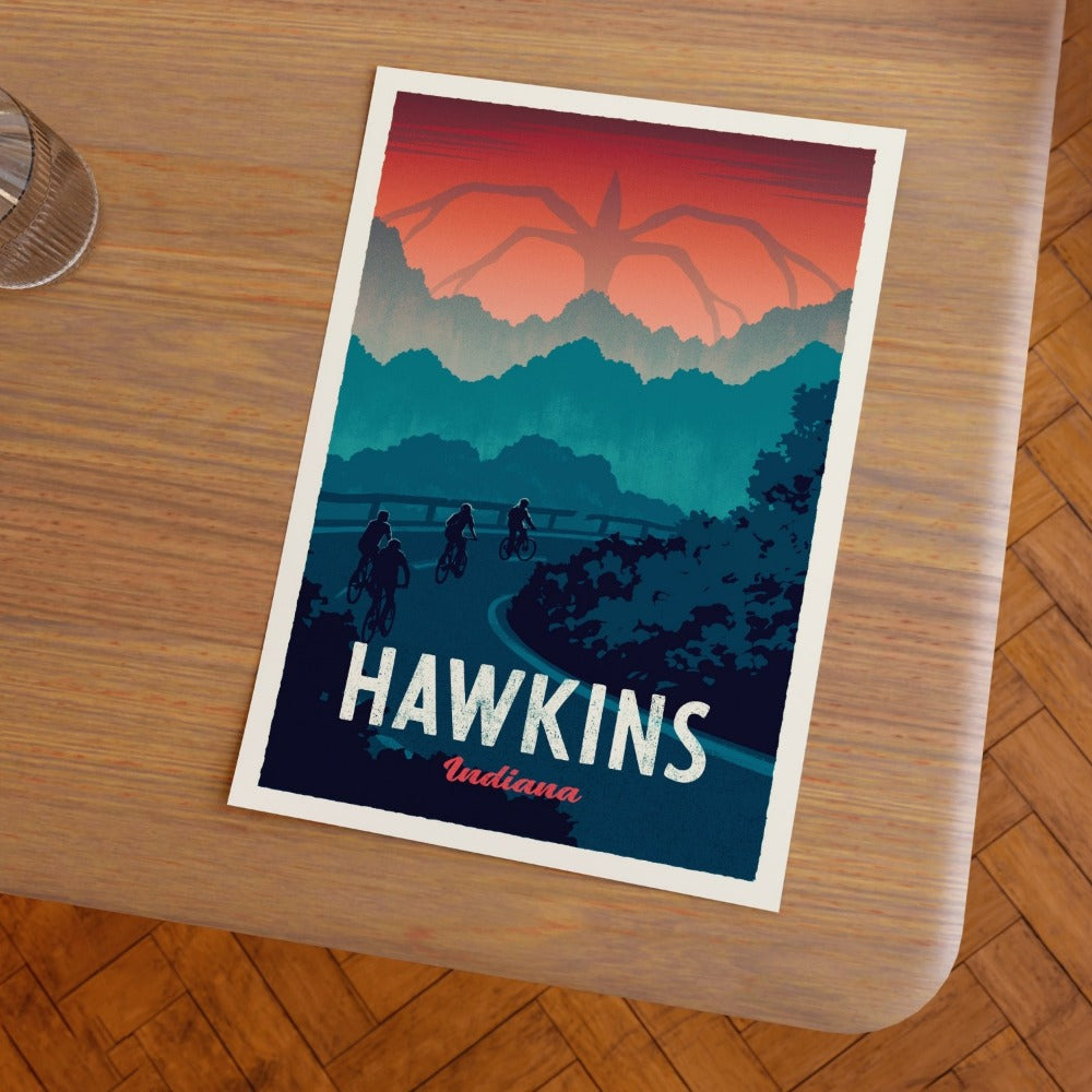 Hawkins Retro Travel Poster