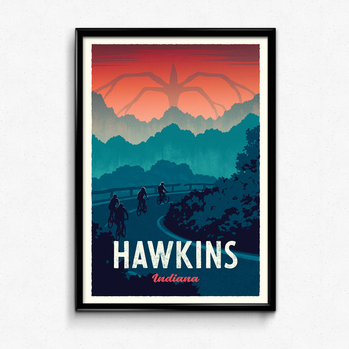 Hawkins Retro Travel Poster