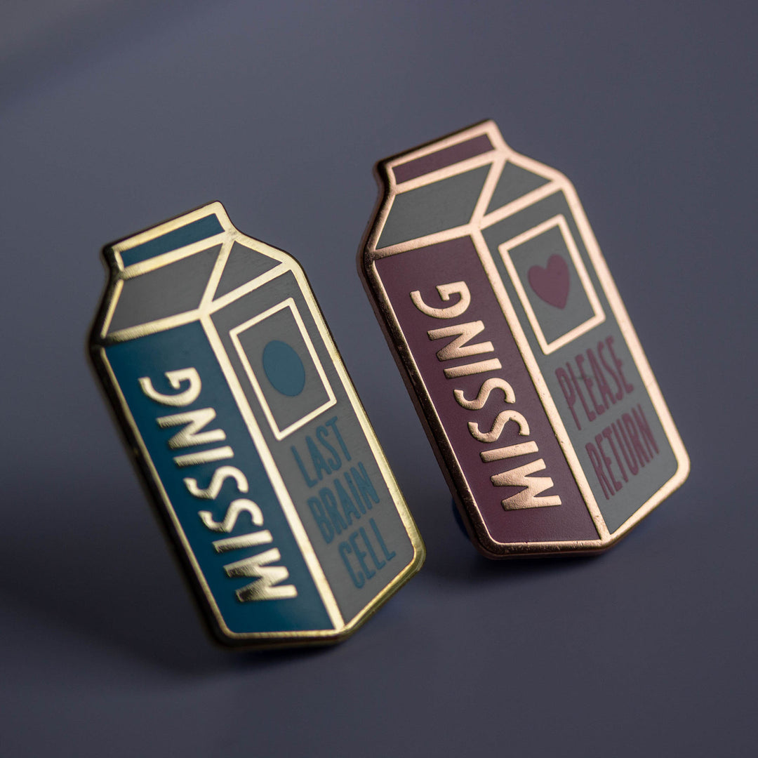 Missing Milk Carton Enamel Pins