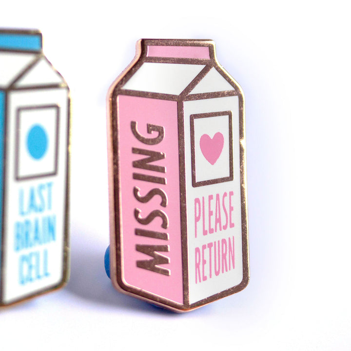 Missing Milk Carton Enamel Pins