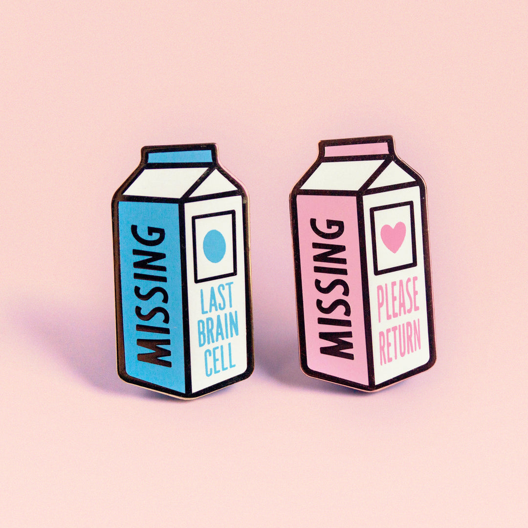 Missing Milk Carton Enamel Pins