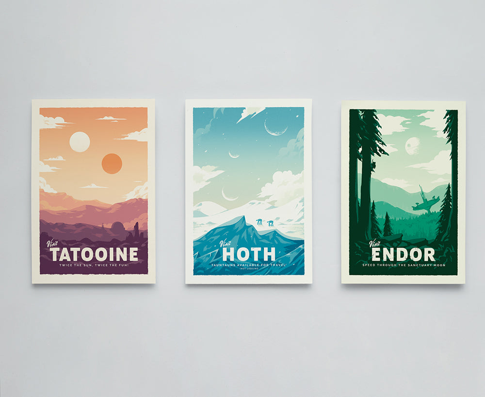 Mini Print Tatooine, Hoth, Endor Retro Travel Bundle