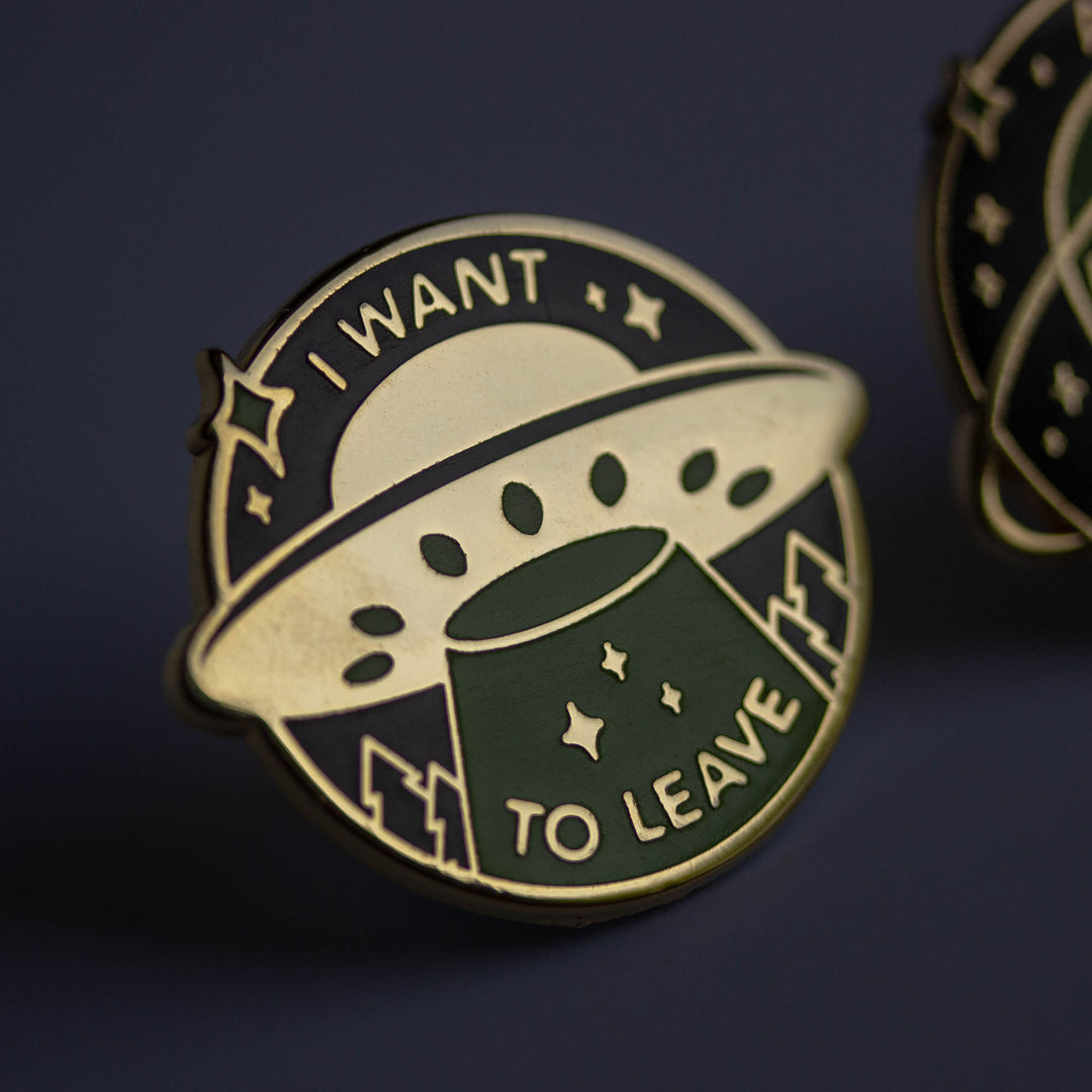 UFO I Want To Leave Glow in the Dark Enamel Pin